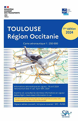 Carte aéronautique VFR de Toulouse région Occitanie 2024