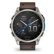 Garmin D2™ Mach 2 Montre Avion AMOLED 47 mm avec Cartes Aériennes & Suivi Santé cadran Titane et bracelet cuir