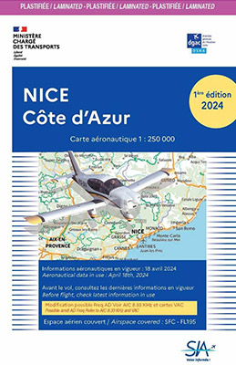 Carte aéronautique VFR de Nice-Côte d'Azur version plastifiée 2024