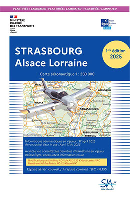 Carte aéronautique VFR de Strasbourg 2025 édition 1 version plastifiée