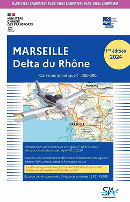 Carte aéronautique VFR de Marseille-Delta du Rhône version plastifiée 2024