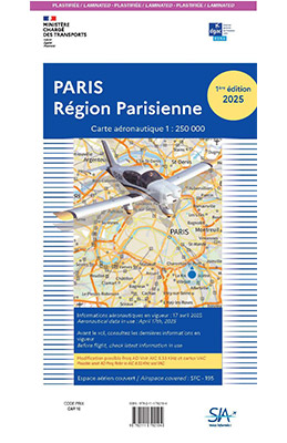 Carte aéronautique VFR Paris édition 1 2025 version plastifiée