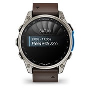 Garmin D2™ Mach 2 Montre Avion AMOLED 47 mm avec Cartes Aériennes & Suivi Santé cadran Titane et bracelet cuir