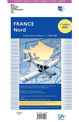 Carte aéronautique VFR Million du Nord de la France édition 1 version plastifiée 2025