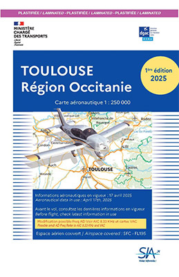 Carte aéronautique VFR de Toulouse région Occitanie version plastifiée 2025 édition 1