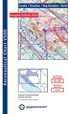 Carte VFR OACI pour la Croatie du Nord 2025